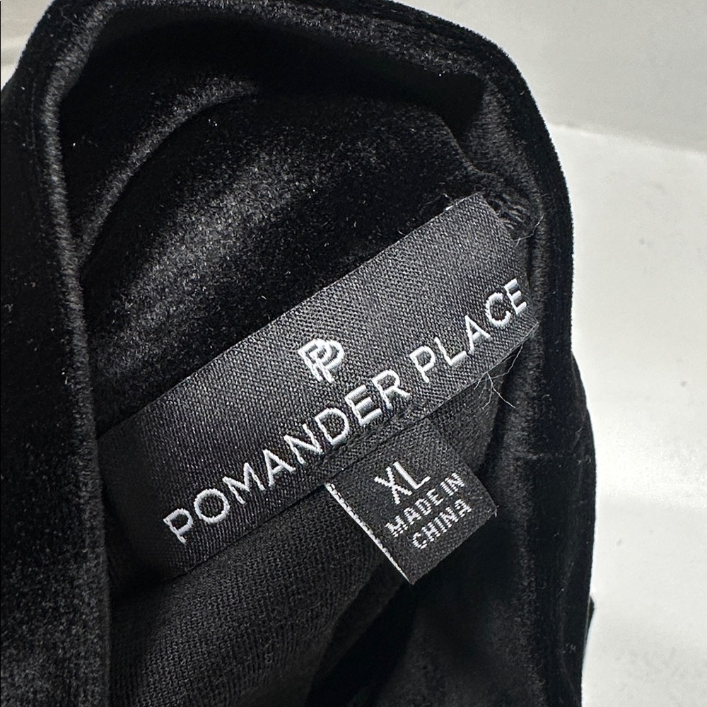 Pomander Place Mottershead Velvet Dress Long Sleeve High Neck Stretch Black XL - Picture 8 of 10